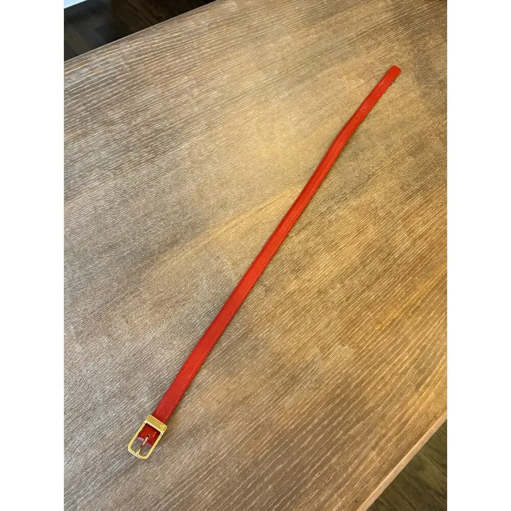 Vintage LIZ CLAIBORNE Logo buckle Red Analine Leather Belt Women size S